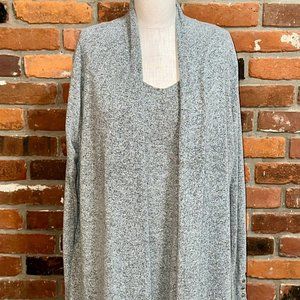 White House Black Market Gray Soft Knit Tunic Tank And Cardigan Size XL